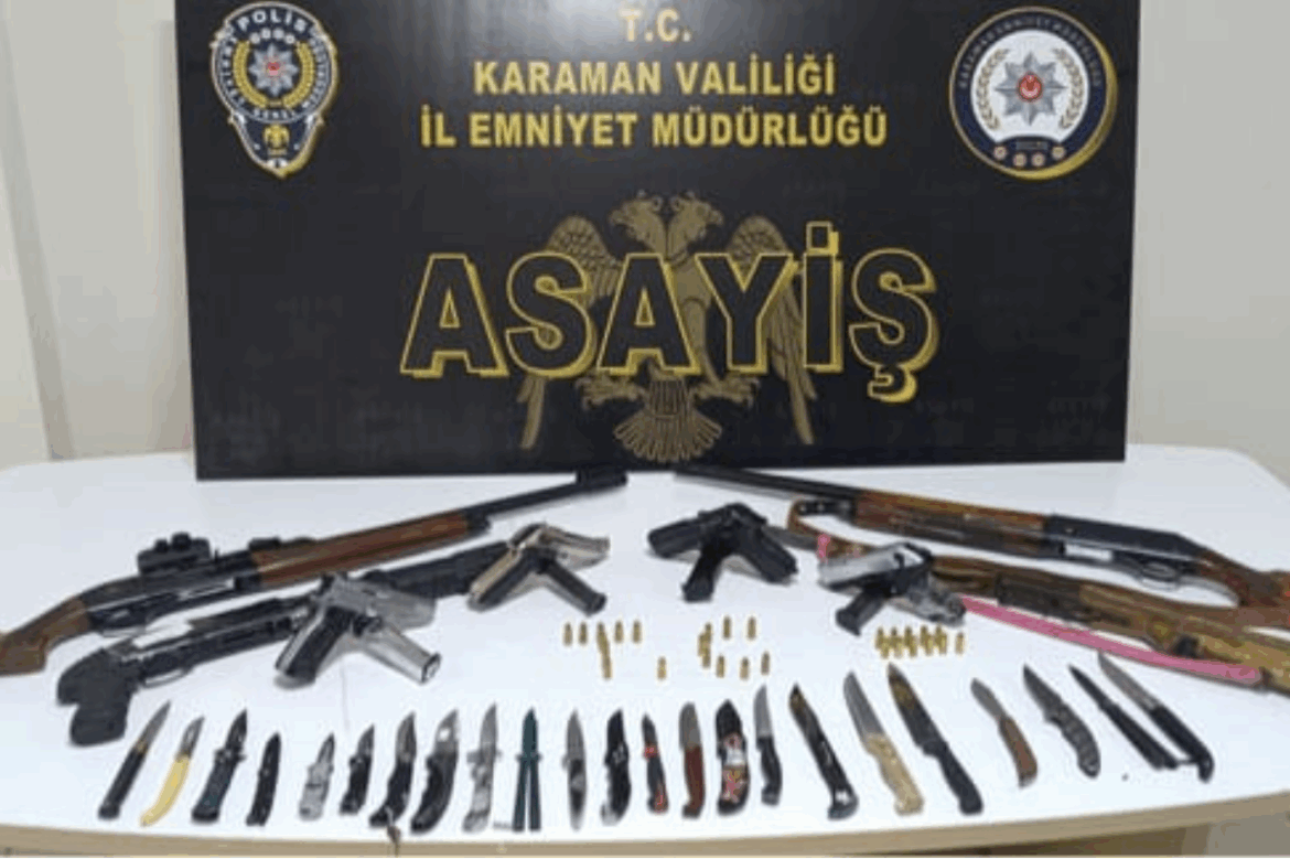 Karaman’da operasyonlarda çok sayıda silah ve uyuşturucu ele geçirildi